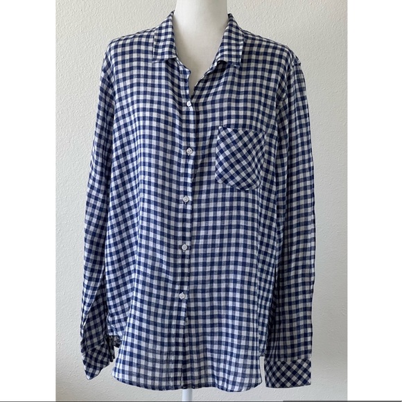Rails Large Women’s Plaid Shirt Blue White Button Up - Picture 1 of 11